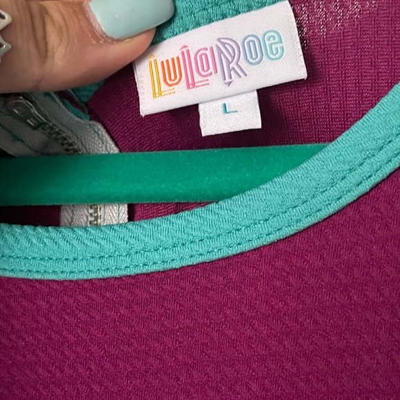Teal And Raspberry Lularoe Knee length dress - Picture 2 of 2